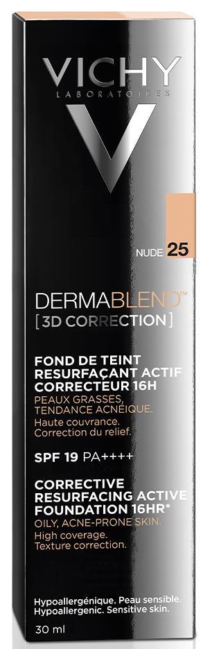 Тональний крем Vichy Dermablend 3D Correction SPF19 PA++++ матуючий вирівнюючий поверхню шкіри, тон 25, 30 мл
