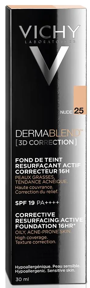 Тональний крем Vichy Dermablend 3D Correction SPF19 PA++++ матуючий вирівнюючий поверхню шкіри, тон 25, 30 мл