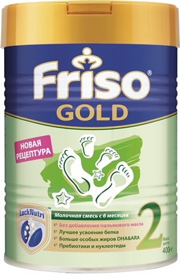 Смесь сухая молочная адаптированная Friso Gold 2 LockNutri для детского питания с 6 до 12 месяцев, 400 г