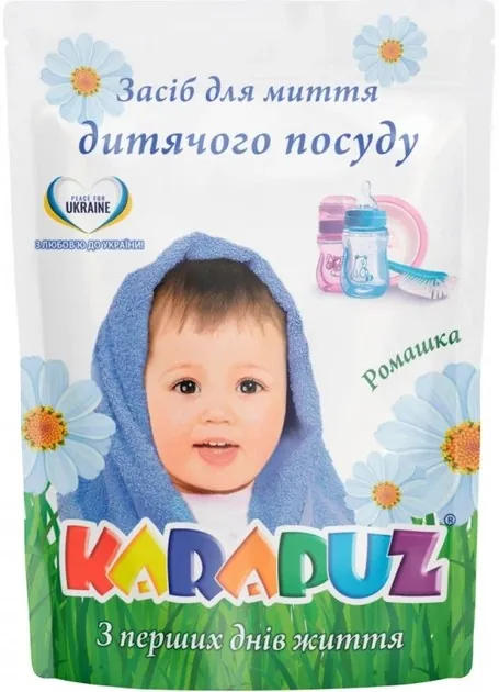 Засіб для миття посуду Karapuz Карапуз дитячий з перших днів життя ромашка, 500 мл дой-пак