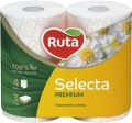 Туалетная бумага Ruta Selecta с ароматом ромашки 150 отрывов 3 слоя белая, 4 рулона