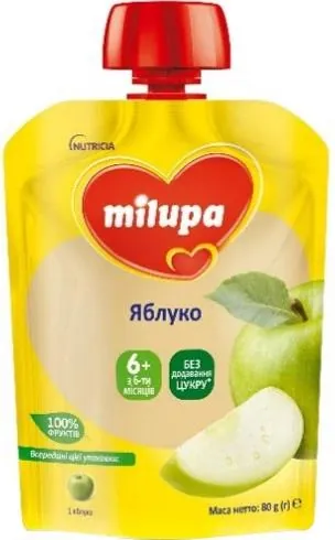 Пюре фруктове Milupa Яблуко для дітей з 6 місяців, 80 г