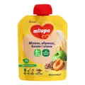 Пюре фруктове Milupa Яблуко, абрикос, банан і злаки для дітей з 6 місяців, 80 г