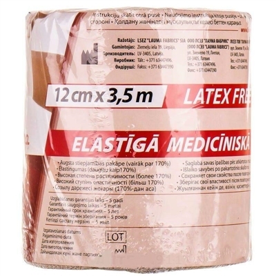 Бинт эластичный Lauma модель 2 Latex Free высокой растяжимости 3,5 м х 12 см