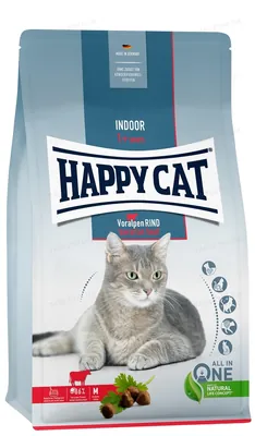 Корм сухий Happy Cat Indoor Voralpen Rind для дорослих котів, що мешкають в приміщенні зі смаком яловичини, 300 г, 70591