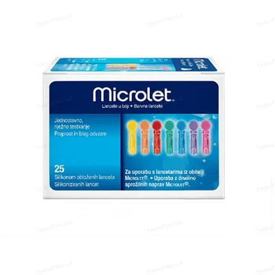 Ланцети Microlet з силіконовим покриттям, 25 штук
