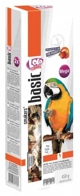 Ласощі для великих папуг Lolo Pets MEGA фруктовий мікс, 450 г