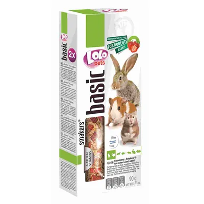Ласощі для гризунів і кроликів Lolo Pets з полуницею, 90 г
