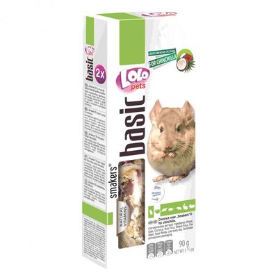 Ласощі для шиншил Lolo Рets з кокосом і пелюстками троянд, 90 г