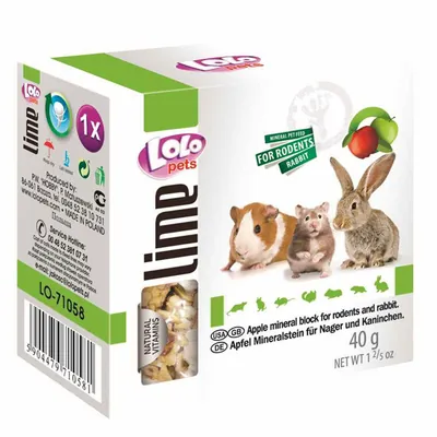 Мінеральний камінь для гризунів і кроликів Lolo Pets з яблуком, 40 г