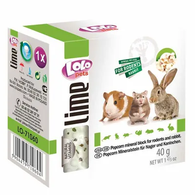 Мінеральний камінь для гризунів і кроликів Lolo Pets зі смаком попкорну, 40 г