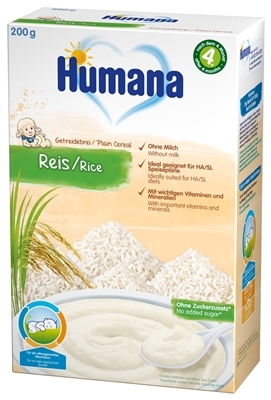Каша безмолочная Humana рисовая для детей с 4 месяцев, 200 г