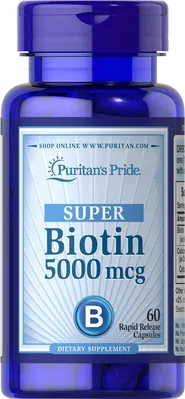 Біотин Супер Puritan's Pride Biotin Super 5000 мкг, 60 капсул
