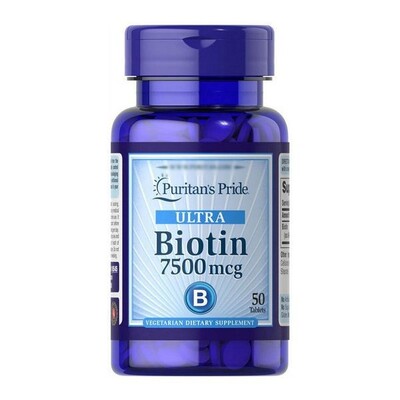Биотин Ультра Puritan's Pride Biotin Ultra 7500 мкг, 50 таблеток
