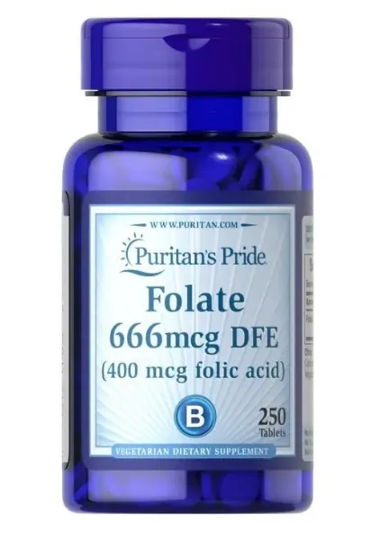 Фолієва кислота Puritan's Pride Folic Acid 400 мкг, 250 таблеток