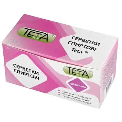 Серветки спиртові Teta 30 мм х 60 мм №100
