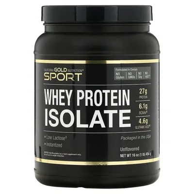 Протеїн сироватковий ізолят California Gold Nutrition Sport Whey Protein Isolate без добавок, 454 г