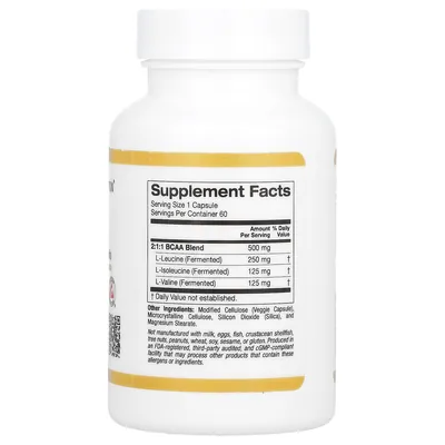 Амінокислота California Gold Nutrition Sport BCAA 500 мг вег. капсули №60