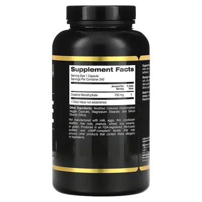 Креатин California Gold Nutrition Sport Creatine, 240 рослинних капсул