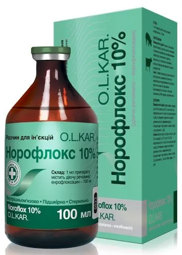 Норофлокс 10% (ДЛЯ ТВАРИН) розчин для ін'єкцій, 100 мл