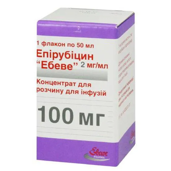 Епірубіцин "Ебеве" концентрат для р-ну д/інф. 2 мг/мл (100 мг) по 50 мл №1 у флак.