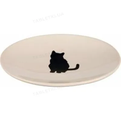 Миска для котів Trixie 24490 з кішкою керамічна біла, 18х15 см