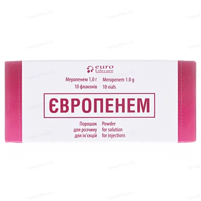 Європенем порошок для р-ну д/ін. по 1 г №10 у флак.