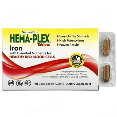 Вітамінно-мінеральний комплекс Nature's Plus Hema-Plex Iron, 10 таблеток повільного вивільнення