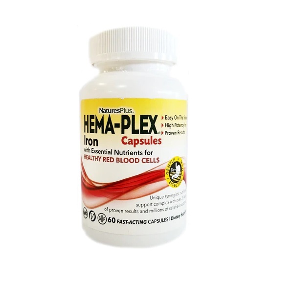 Вітамінно-мінеральний комплекс Nature's Plus Hema-Plex, 60 швидкодіючих вегетаріанських капсул