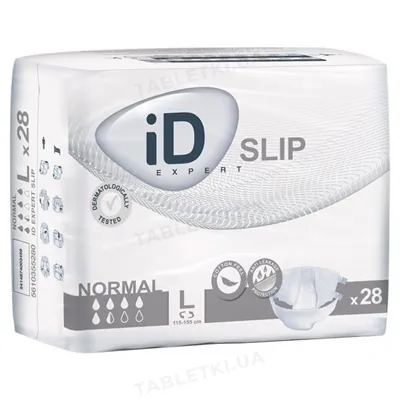 Підгузки для дорослих iD Expert Slip Normal, розмір L, 115-155 см, 28 штук