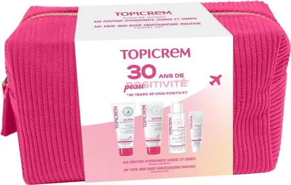 Набір Topicrem Для подорожей (Вода міцелярна 40 мл + Крем для обличчя 15 мл + Емульсія для тіла 75 мл + Гель для душа 75 мл)