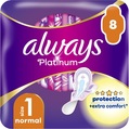 Прокладки гигиенические Always Platinum Normal, 3 капли, 1 размер, 8 шт