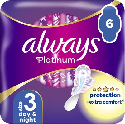 Прокладки гігієнічні Always Platinum Day&Night, 5 крапель, 3 розмір, 6 шт