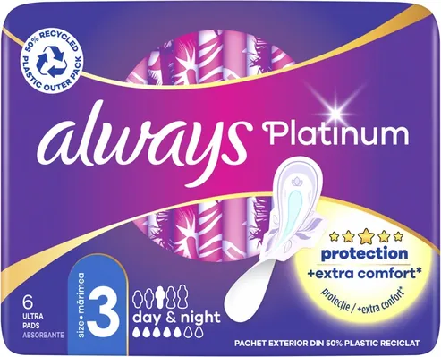 Прокладки гігієнічні Always Platinum Day&Night, 5 крапель, 3 розмір, 6 шт