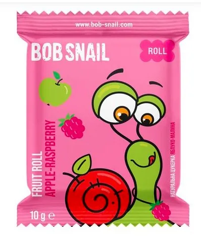 Цукерки Bob Snail Roll натуральні яблучно-малинові, 10 г