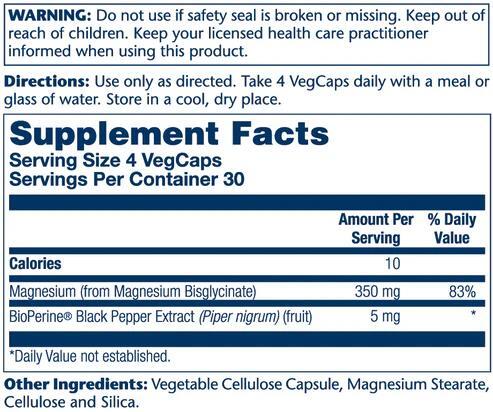Магний глицинат Solaray Magnesium Glycinate 350 мг, 120 капсул