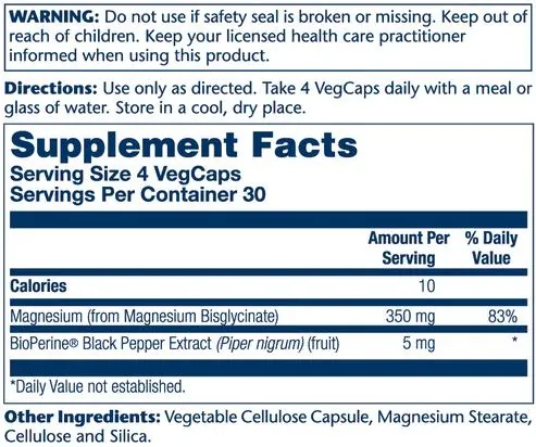 Магній гліцинат Solaray Magnesium Glycinate 350 мг, 120 капсул