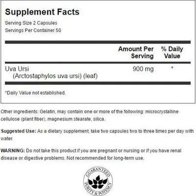 Мучниці екстракт Swanson Uva Ursi Leaf капсули по 450 мг №100