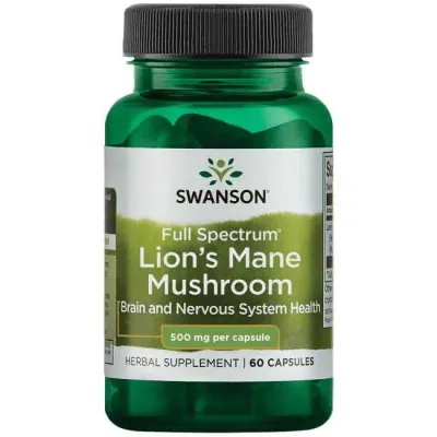 Гриб Їжовик Swanson Lion's Mane Mushroom капсули по 500 мг №60