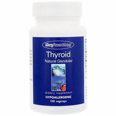 Allergy Research Group Thyroid Natural Glandular тиреоїдин натуральна витяжка із щитовидної залози, 100 капсул