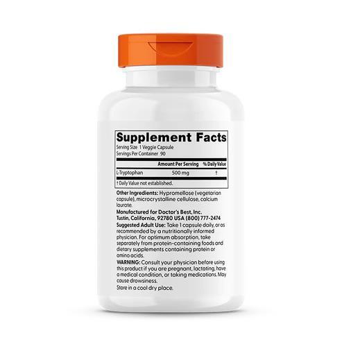 L-триптофан Doctor's Best L-Tryptophan капсули по 500 мг №90
