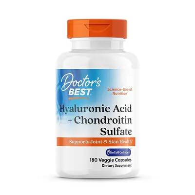 Гіалуронова кислота та хондроїтин Doctor's Best Hyaluronic Acid with Chondroitin Sulfate, 180 капсул