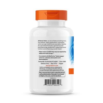 Коензим Q10 200 мг та біоперин Doctor's Best High Absorption CoQ10 with BioPerine, 180 вегетаріанських капсул