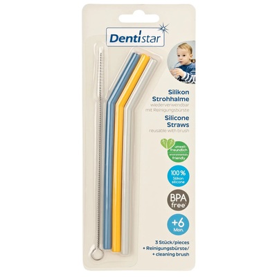 Набор трубочек Dentistar силиконовых с ершиком, 3 шт