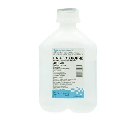Натрію хлорид розчин д/інф. 0.9 % по 400 мл у конт.