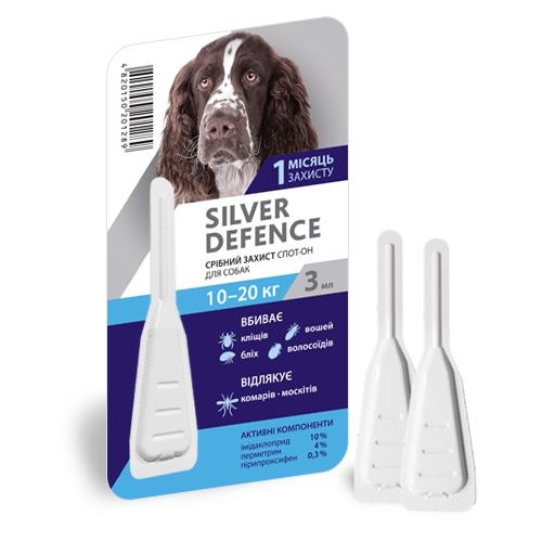 Капли на холку Palladium Silver Defence от паразитов для собак весом от 10 до 20 кг, 1 пипетка