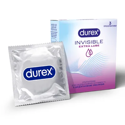 Презервативи латексні Durex Invisible Extra Lube з додатковою змазкою, 3 штуки