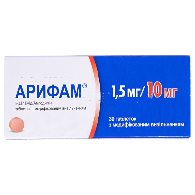 Арифам 1,5 мг/10 мг таблетки с модиф. высвоб. по 1.5 мг/10 мг №30 (15х2)