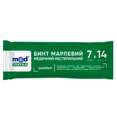 Бинт марлевий нестерильний MedTextile медичний 7 м х 14 см