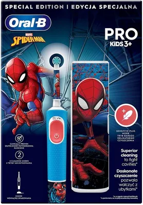 Електрична зубна щітка + футляр Braun Oral-B Pro D103 Kids Spiderman дитяча вік 3+